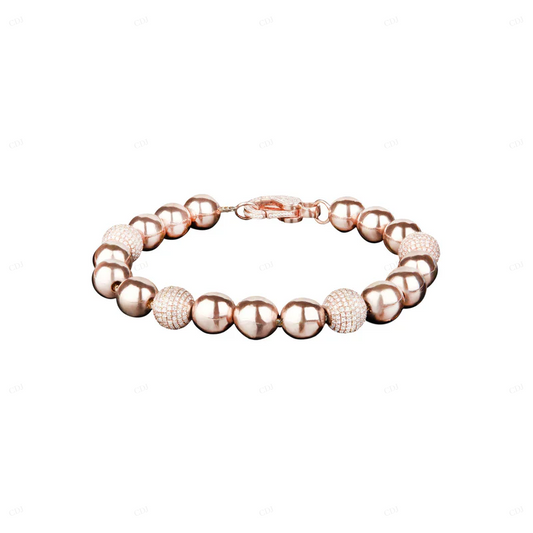 Bronzallure 18K Rose Gold Bead Bracelet For Women CustomDiamJewel