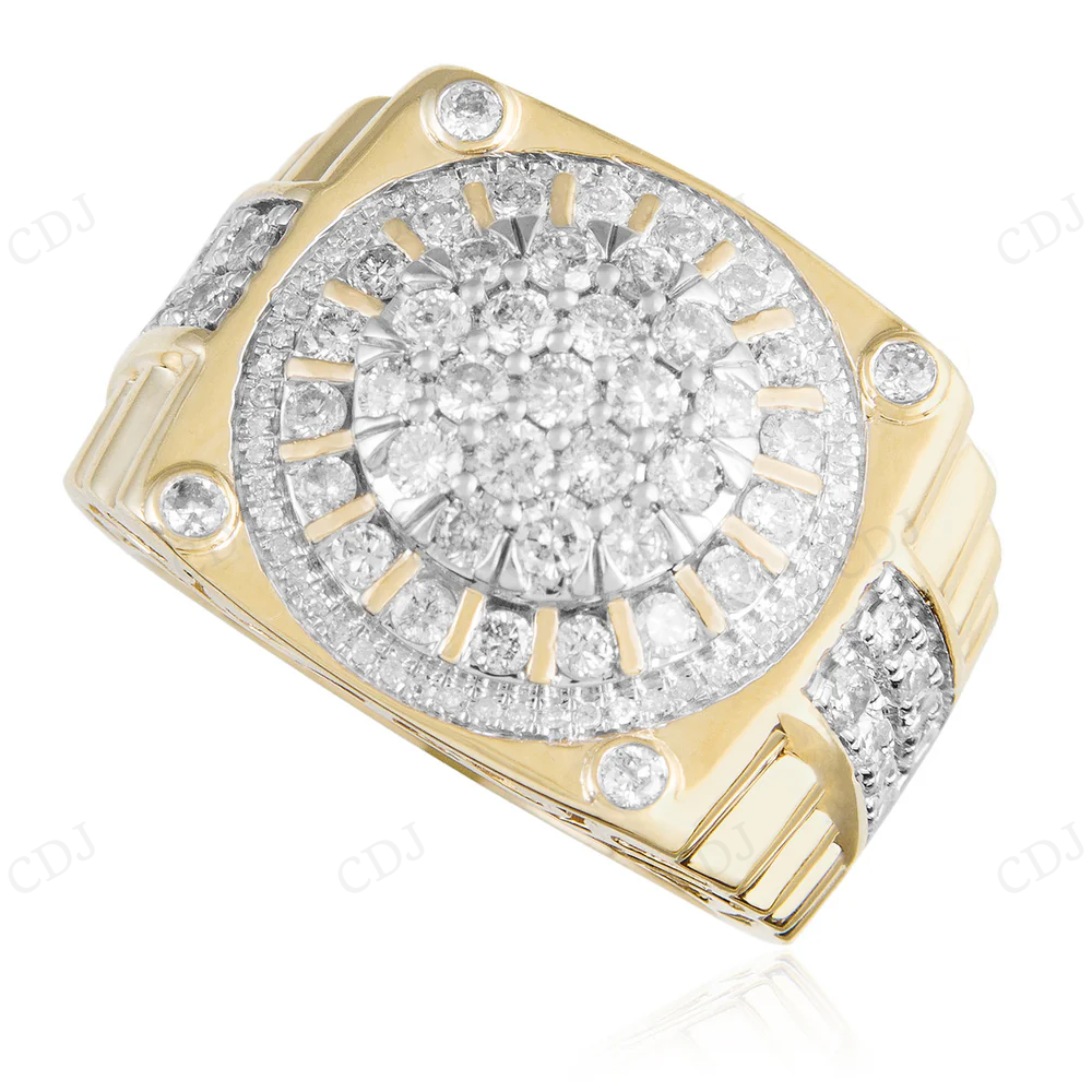 10K Yellow Gold Moissanite Diamond Ring For Men hip hop jewelry CustomDiamJewel