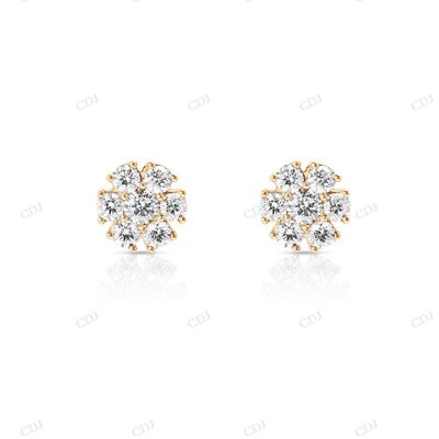 925 Sterling Silver Yellow Gold Plated Studded Earrings hip hop jewelry CustomDiamJewel