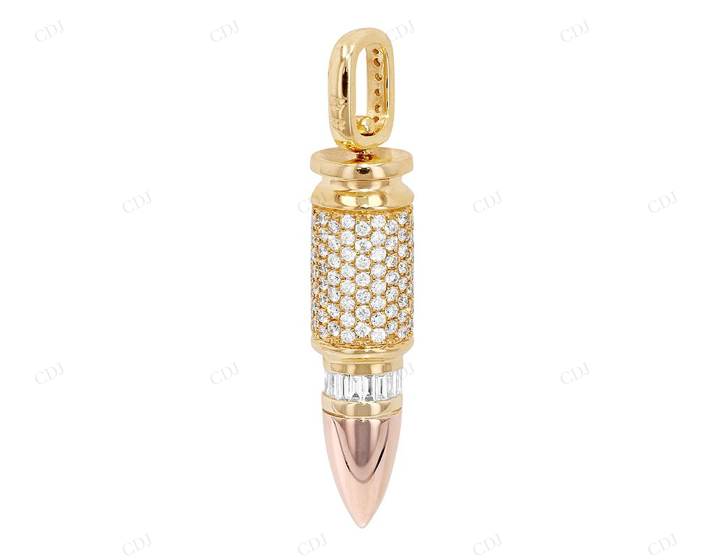 1.55 CTW Moissanite Custom 925 Silver Bullet Pendant CustomDiamJewel