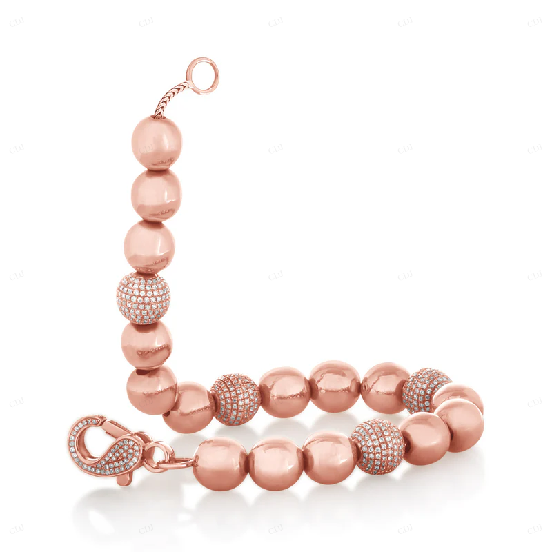 Bronzallure 18K Rose Gold Bead Bracelet For Women CustomDiamJewel