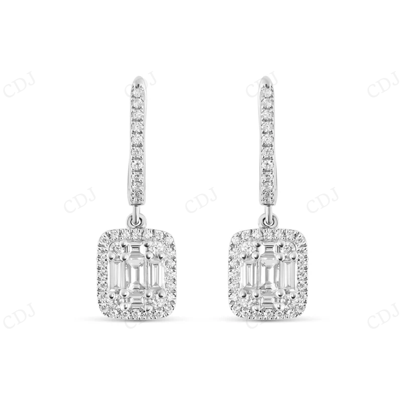 Baguette Diamond Square Drop Earrings Stud earrings CustomDiamJewel