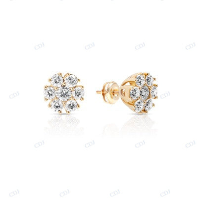 925 Sterling Silver Yellow Gold Plated Studded Earrings hip hop jewelry CustomDiamJewel