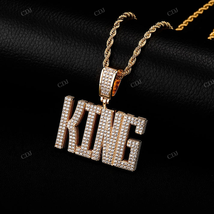 KING Letter Moissanite Diamond Pendant hip hop jewelry CustomDiamJewel