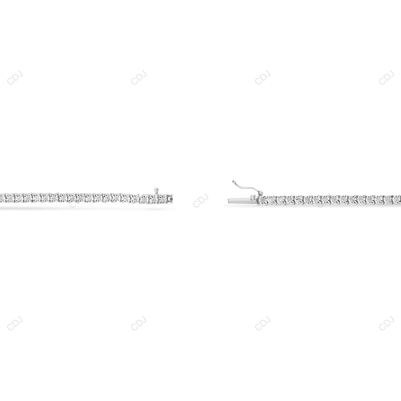 18k White Gold Silver clover Tennis Chain For Gift CustomDiamJewel