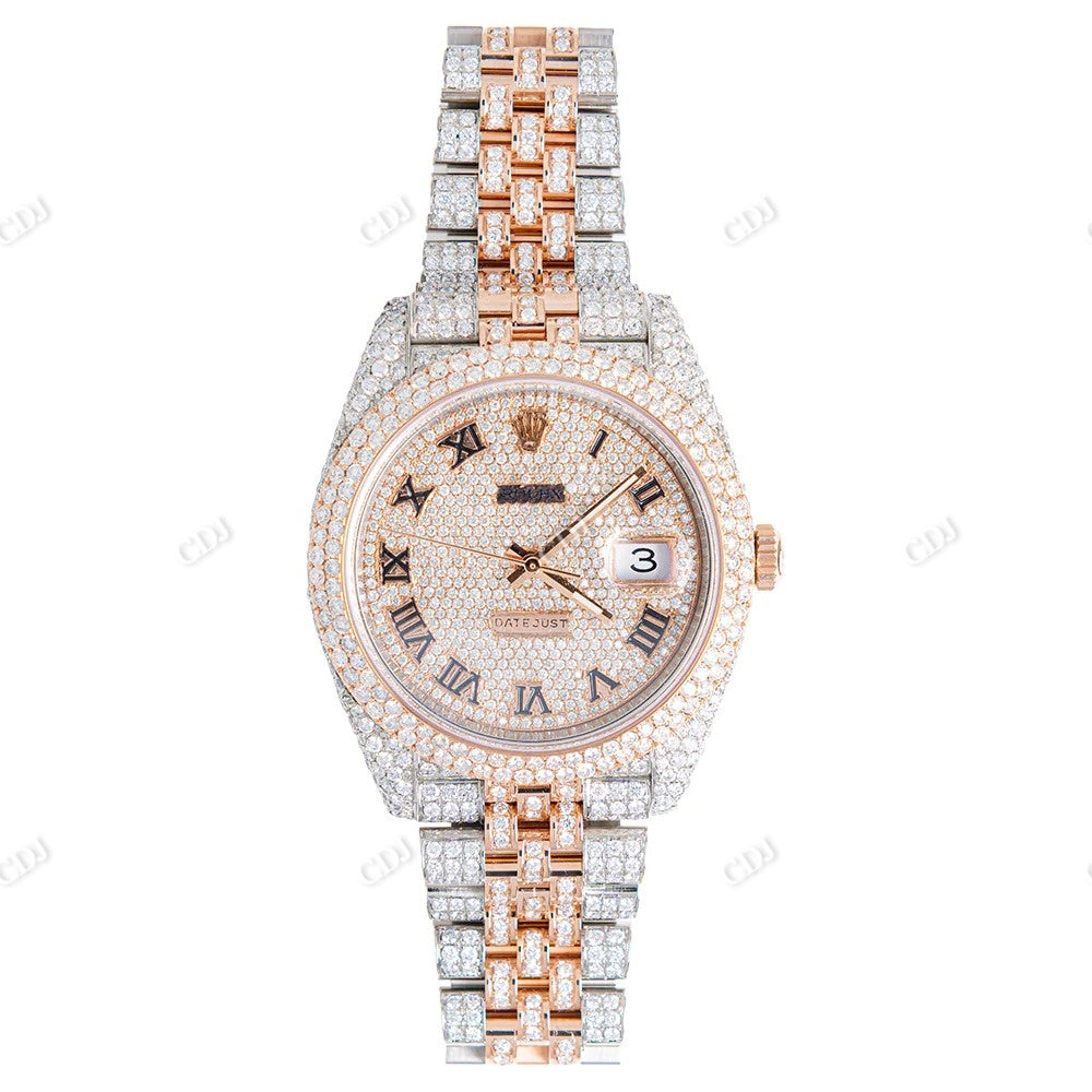 Customized Two Tone Roman Dial Rolex Watch customdiamjewel