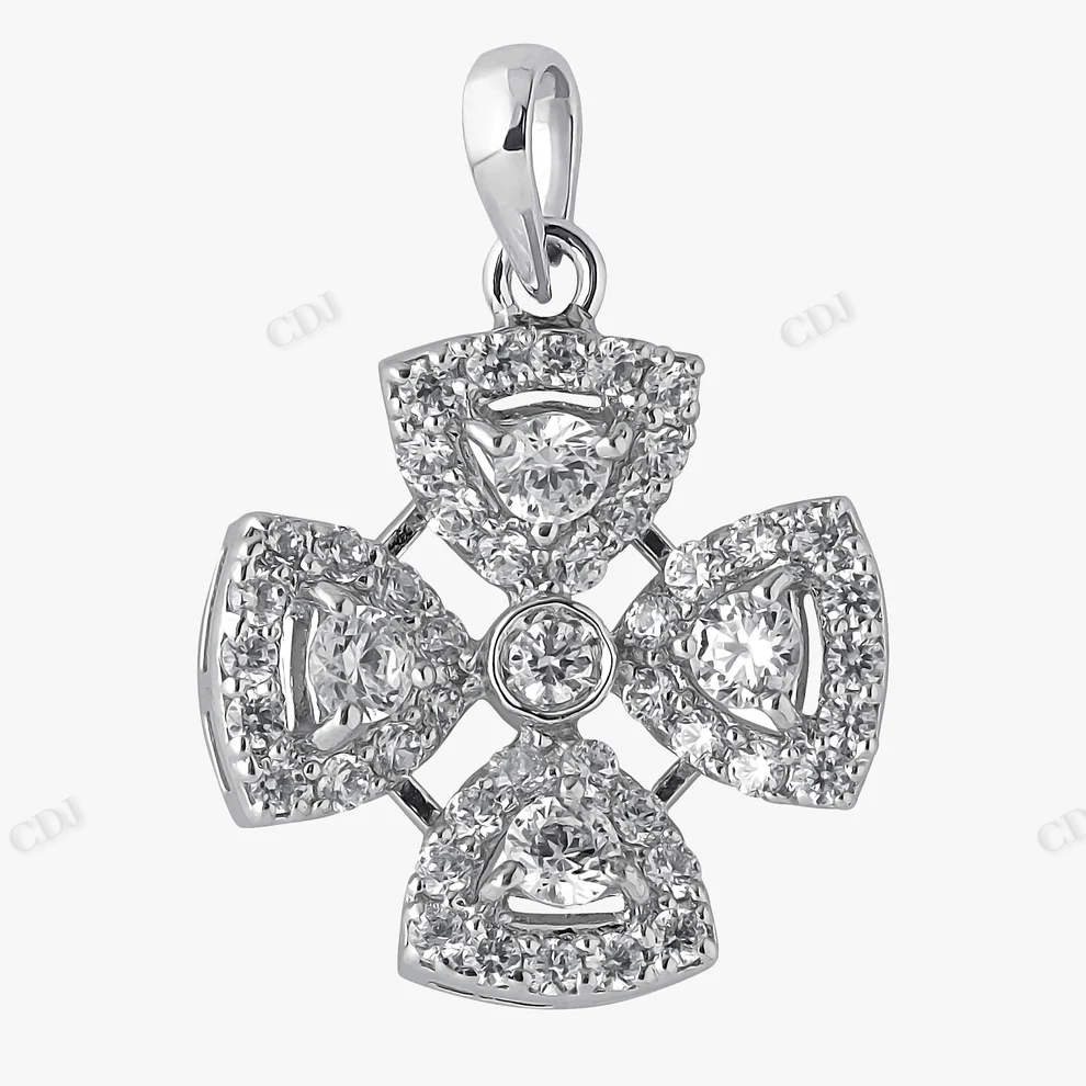 Sterling Silver Trillion Flower Moissanite Pendant hip hop jewelry CustomDiamJewel