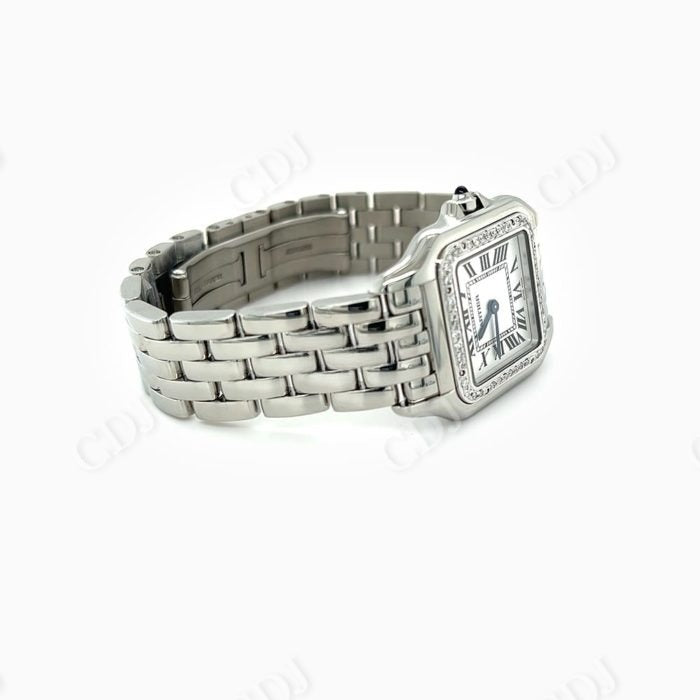 Simple Cartier Santos Diamond Bezel Watch Wholesaler customdiamjewel