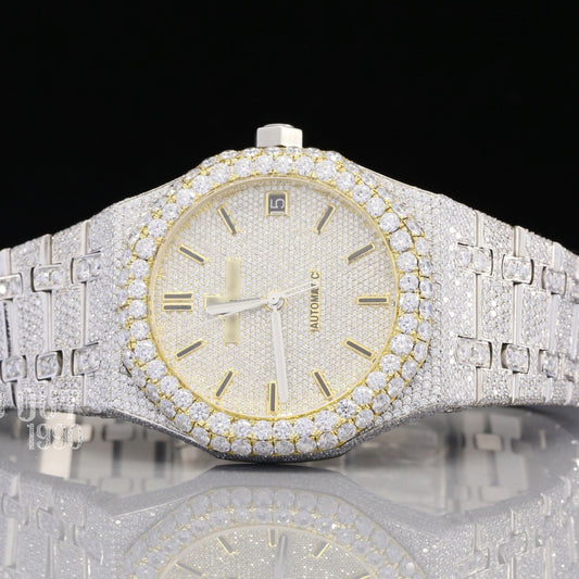 GRA Certified Moissanite Diamond Two Tone Watch customdiamjewel
