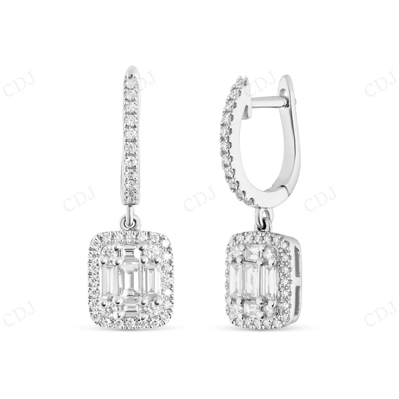 Baguette Diamond Square Drop Earrings Stud earrings CustomDiamJewel