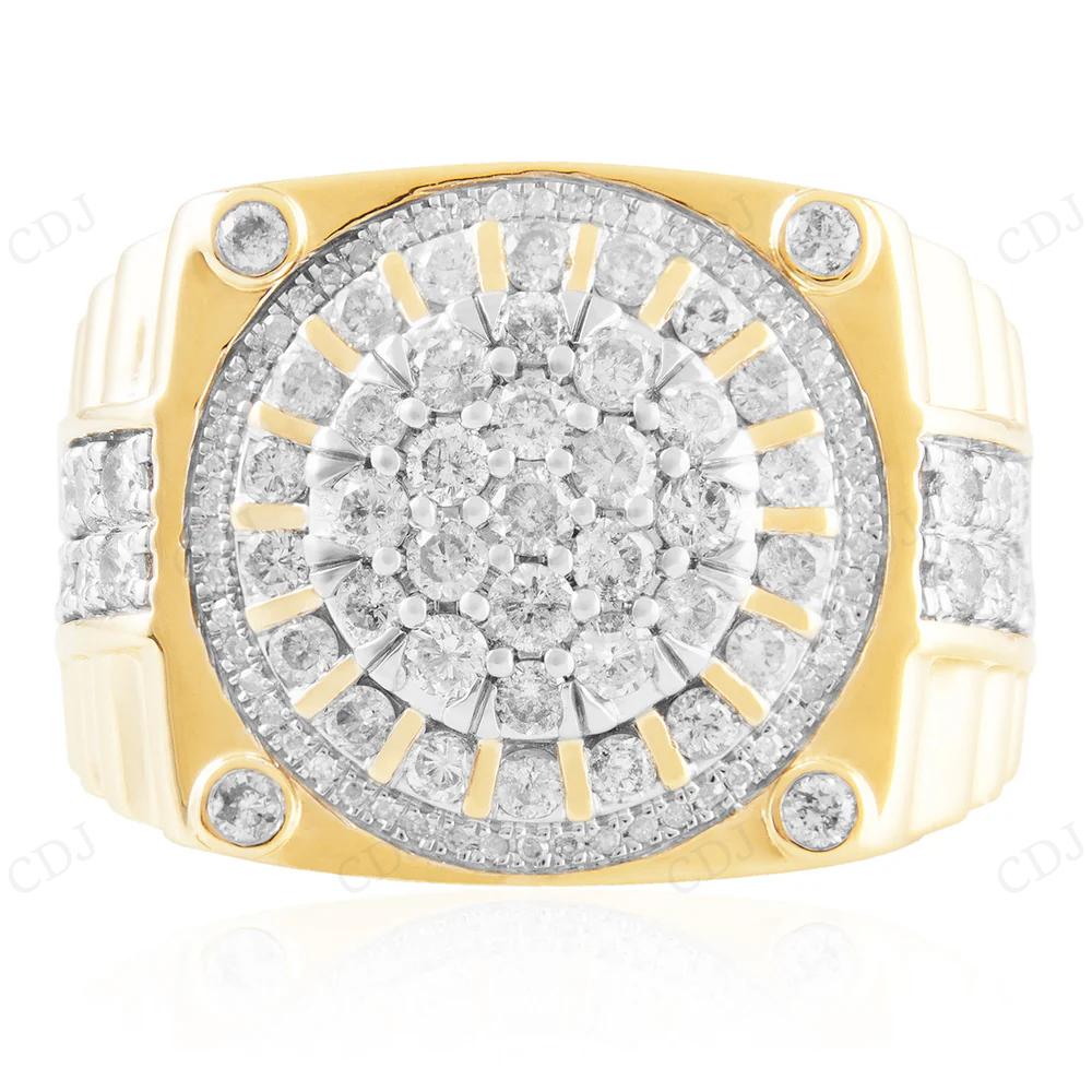 10K Yellow Gold Moissanite Diamond Ring For Men hip hop jewelry CustomDiamJewel