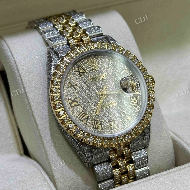Rolex Jubilee Yellow White Bust Down VVS Moissanite Watch For Men customdiamjewel
