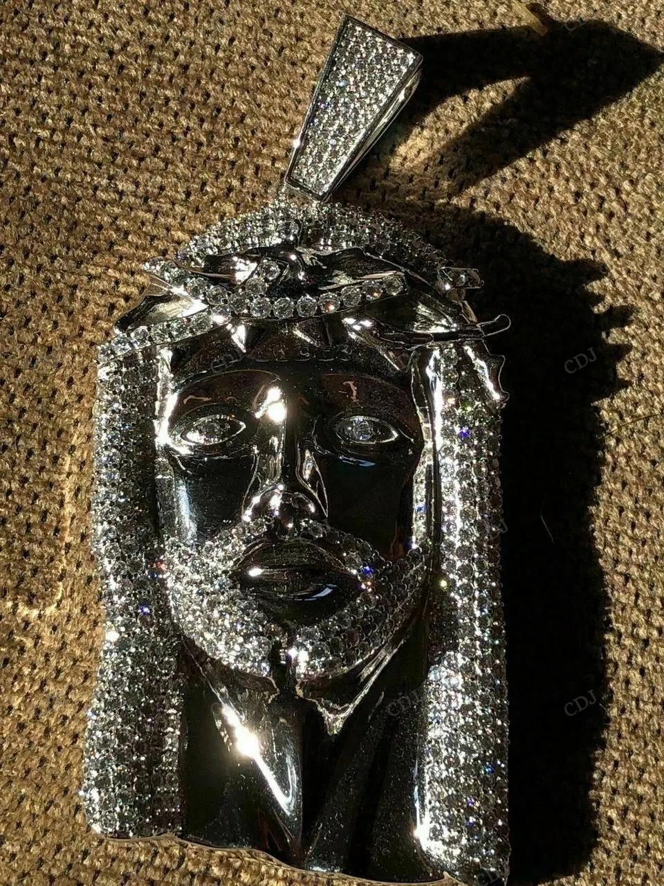 Hip Hop Fully Iced Out Jesus Head Pendant hip hop jewelry CustomDiamJewel