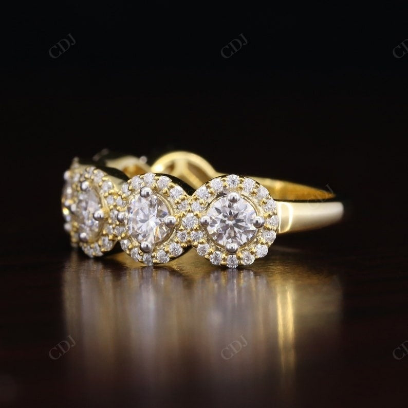 1.64CTW Round Cut Halo Lab Grown Diamond Half Eternity Wedding Band  customdiamjewel   