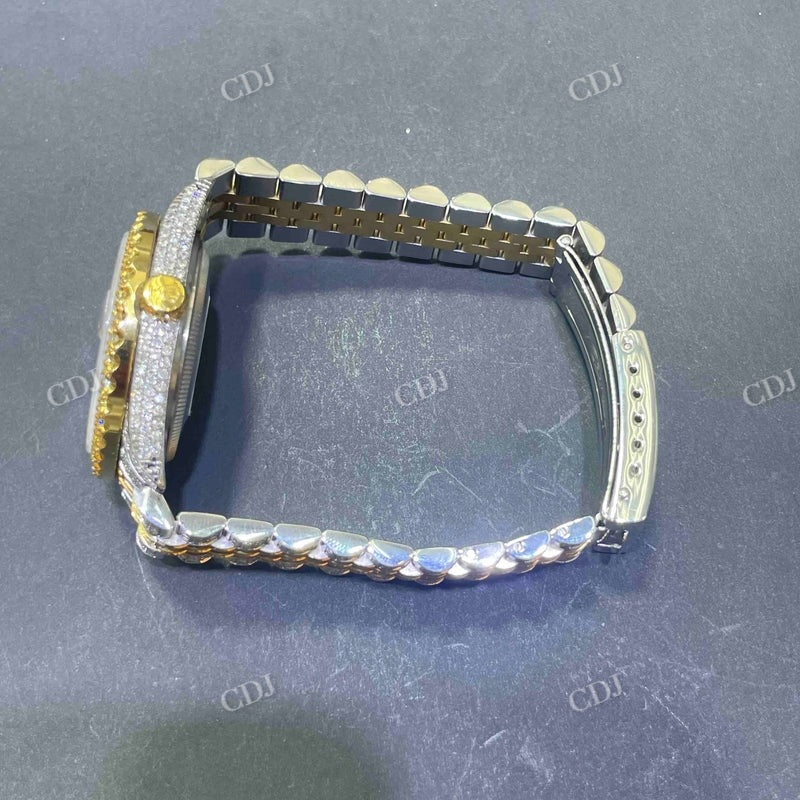Rolex Jubilee Yellow White Bust Down VVS Moissanite Watch For Men customdiamjewel