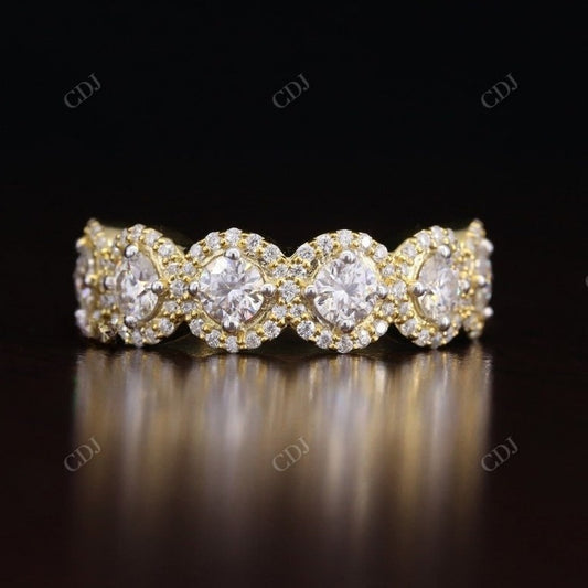 Halo Round Diamond Half Eternity Stackable Band  customdiamjewel   