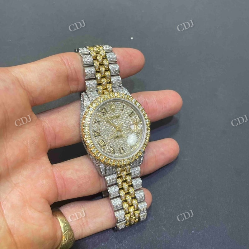 Rolex Jubilee Yellow White Bust Down VVS Moissanite Watch For Men customdiamjewel