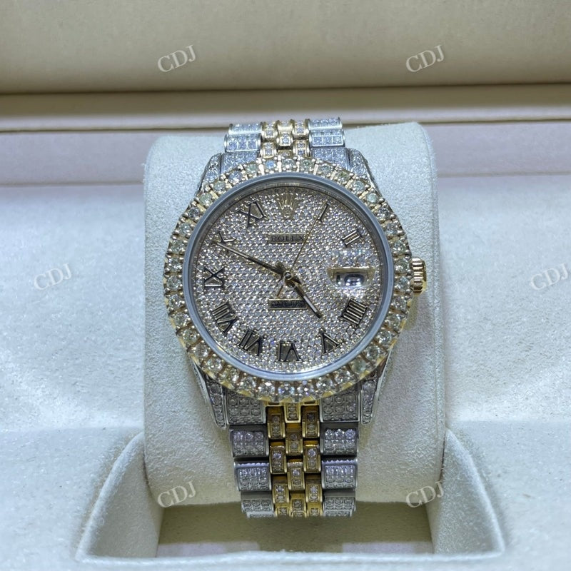 Rolex Jubilee Yellow White Bust Down VVS Moissanite Watch For Men customdiamjewel