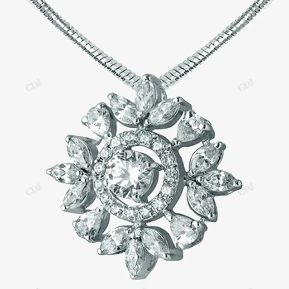 Elegant Flower Shape Moissanite Pendant hip hop jewelry CustomDiamJewel