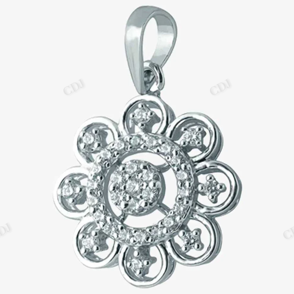 Sterling Silver Moissanite Elegant Flower Shape Pendant hip hop jewelry CustomDiamJewel