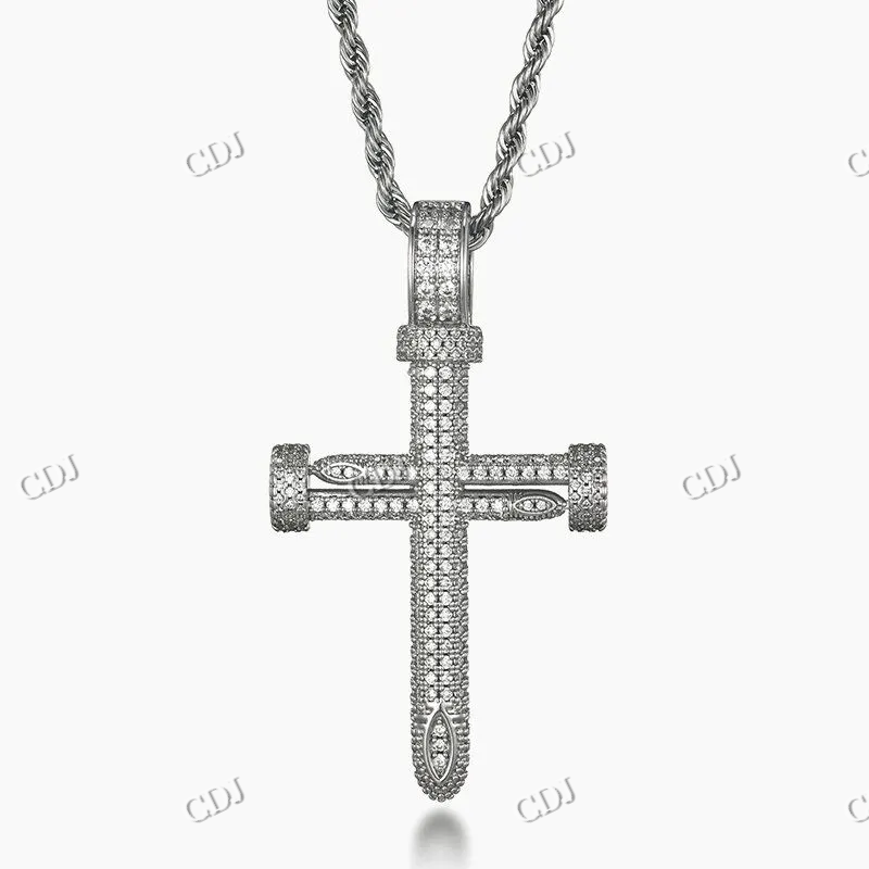 Premium Iced Out Moissanite Cross Pendant For Men hip hop jewelry CustomDiamJewel