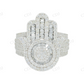 3.18 CTW Sterling Silver Moissanite Round and Baguette Diamond Ring Hip Hop Ring customdiamjewel