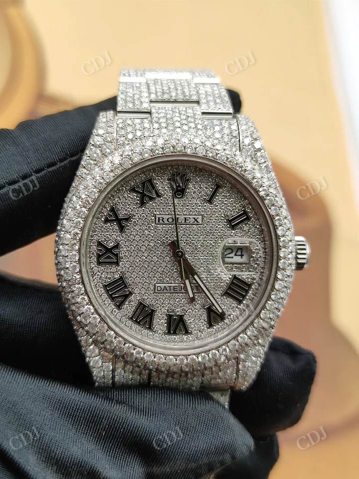 Moissanite Passed Out Diamond Tester Fully Iced Out Watch customdiamjewel