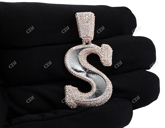 Rose Gold Plated Letter S Iced Out Hip Hop Pendant hip hop jewelry CustomDiamJewel