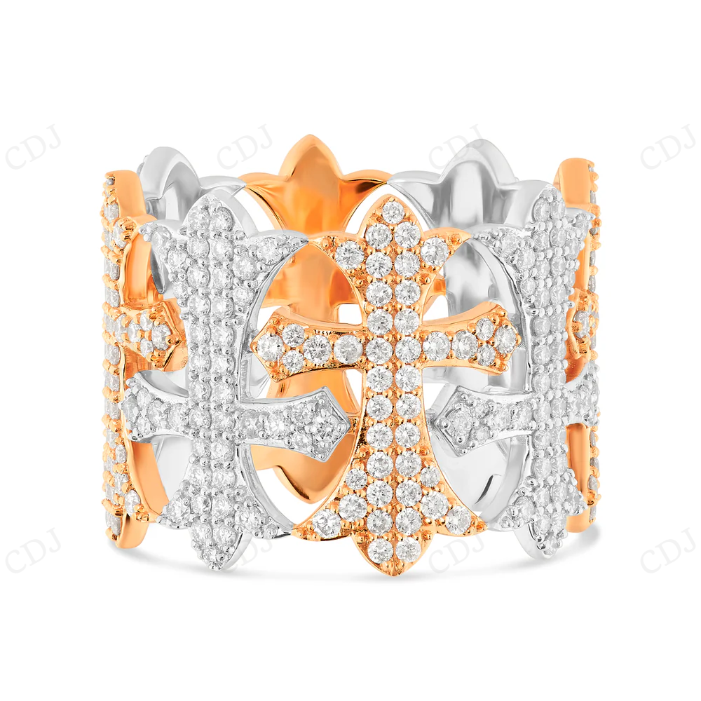 925 Sterling Silver Moissanite Diamond Cross Ring For Men hip hop jewelry CustomDiamJewel