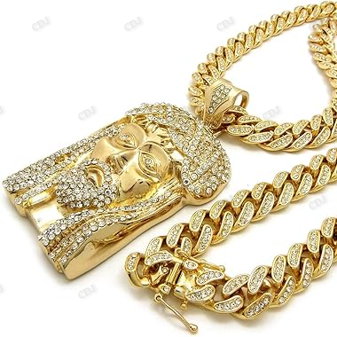 Hip Hop Fully Iced Out Jesus Face Pendant hip hop jewelry CustomDiamJewel