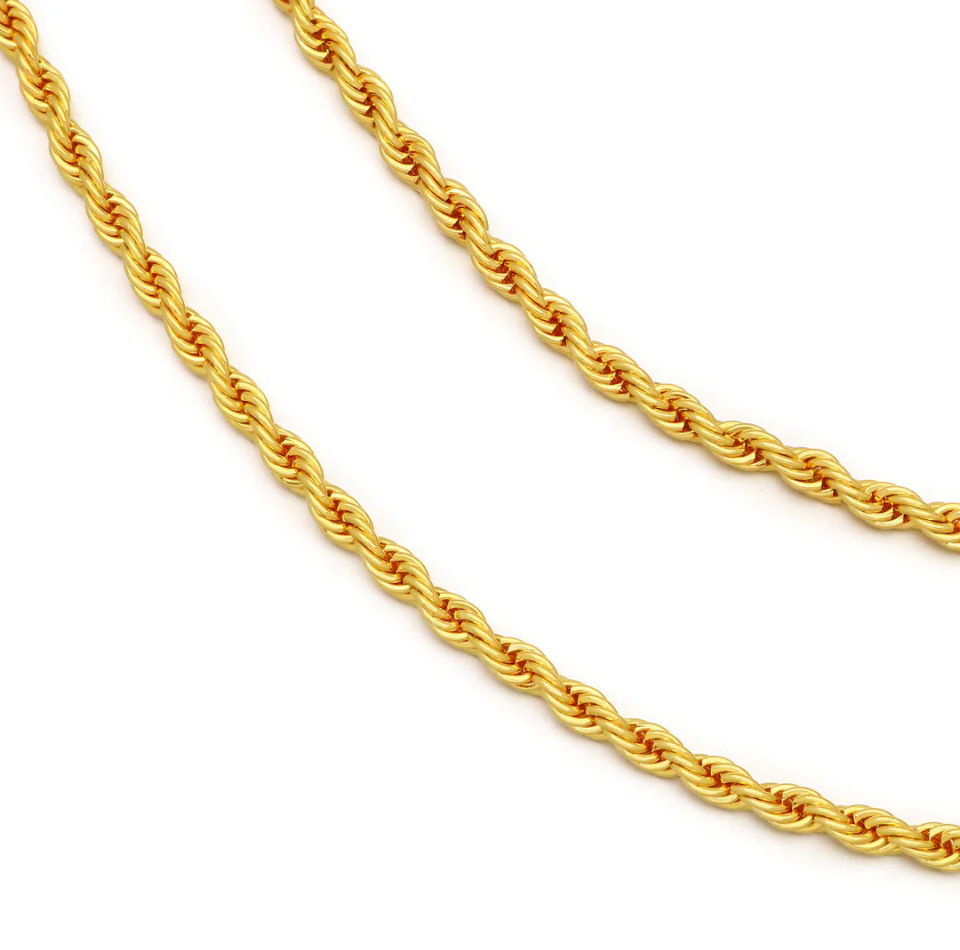 Stylish 10K Yellow Gold Unisex Plain Rope Chain hip hop jewelry CustomDiamJewel