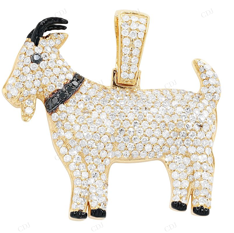 S925 Silver Moissanite Cartoon Goat Pendant CustomDiamJewel
