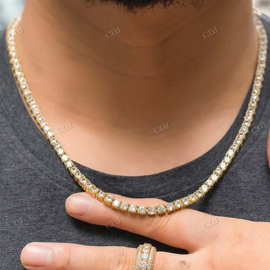 4MM Round Diamond Yellow Gold Tennis Chain hip hop jewelry CustomDiamJewel