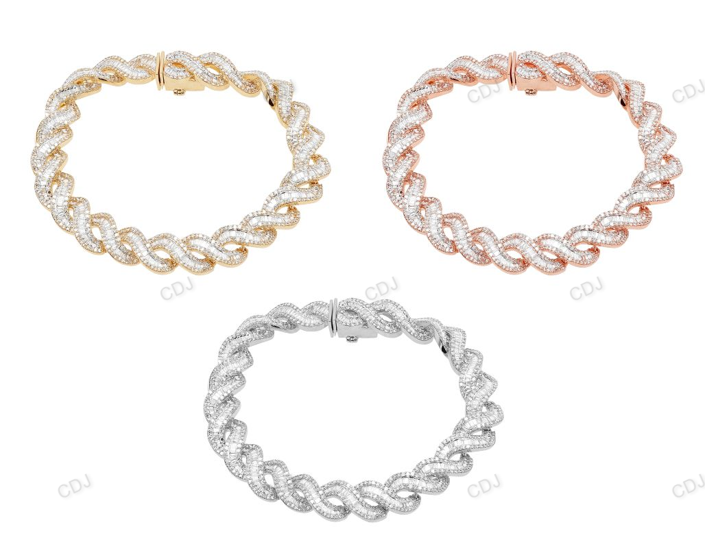 Wave Link Moissanite 925 Sterling Silver Unisex Bracelet hip hop jewelry customdiamjewel