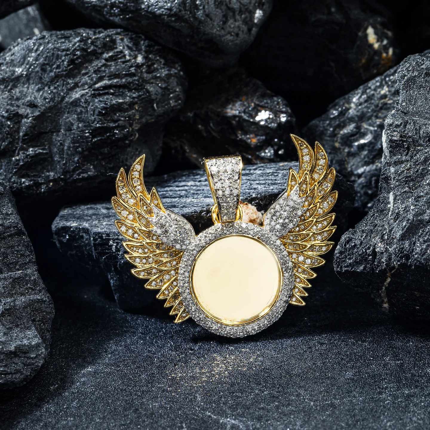 Iced Out Angel Wings Picture Pendant hip hop jewelry customdiamjewel