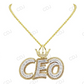 Hip Hop 925 Silver Baguette Diamond CEO King Crown Pendant hip hop jewelry CustomDiamJewel