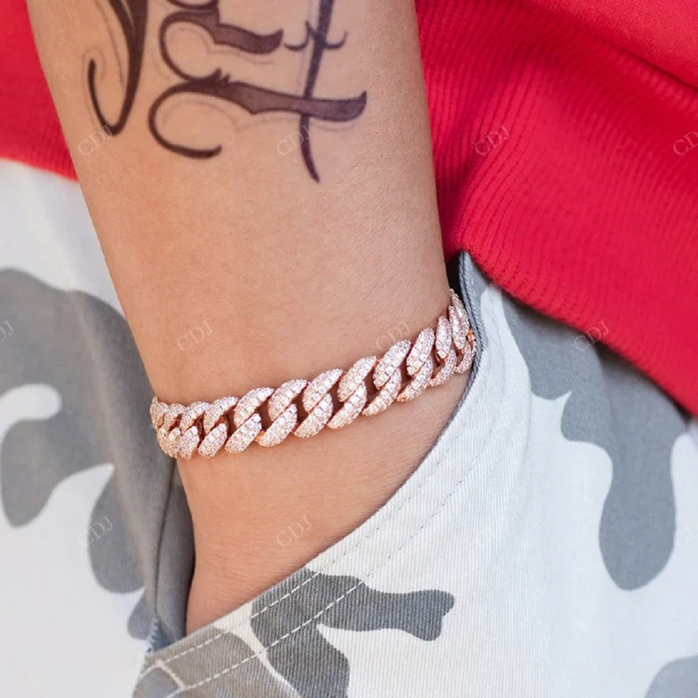Moissanite Hip Hop Ice Out Cuban Bracelet hip hop jewelry CustomDiamJewel