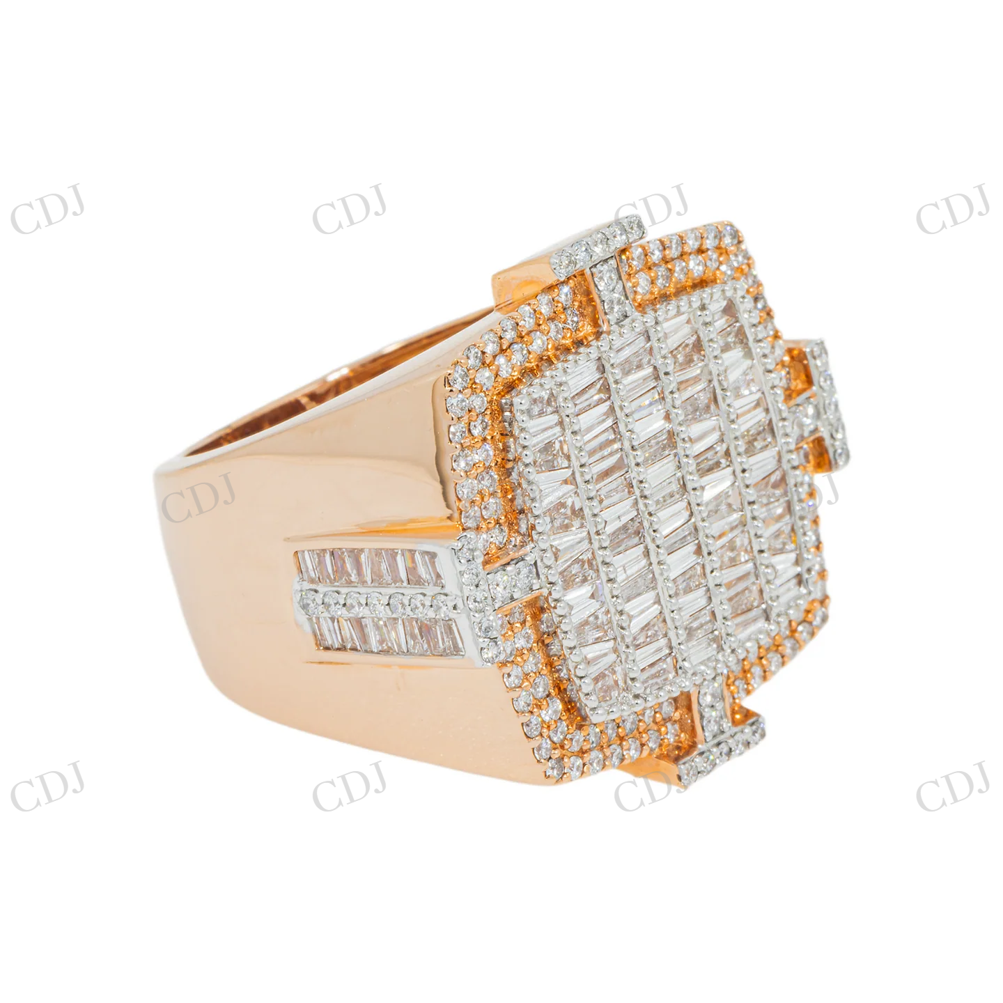 Iced Out Moissnaite Round And Baguette Square Statement Ring Hip Hop Ring customdiamjewel