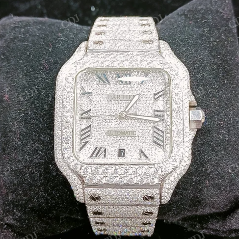 Cartier Natural Diamond Hip Hop Watch Rappers Diamond Jewelry customdiamjewel