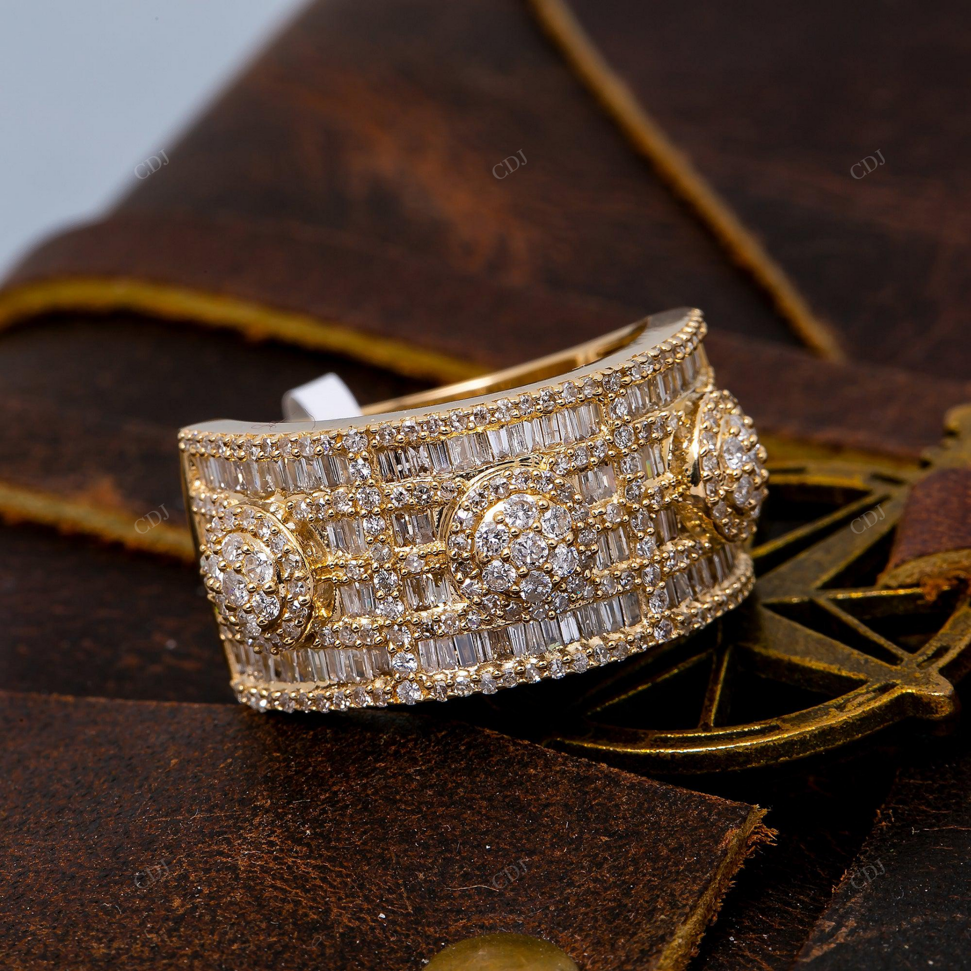 1.51 CTW Gold Plated Silver Moissanite Unisex Ring hip hop jewelry customdiamjewel