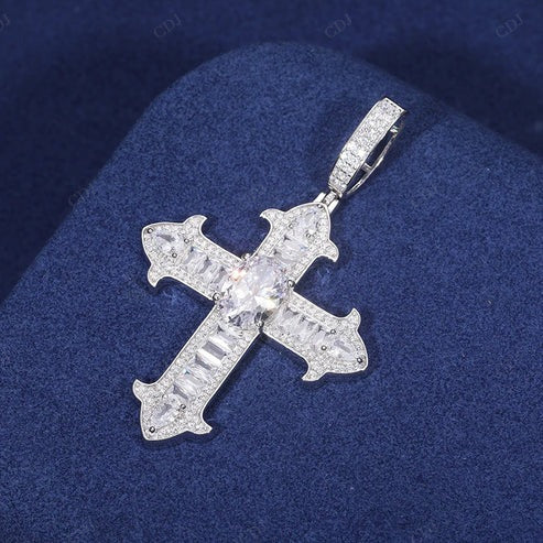 Baguette Cross Real Natural Diamond Pendant In 10K Gold hip hop jewelry CustomDiamJewel