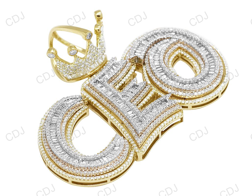 Hip Hop 925 Silver Baguette Diamond CEO King Crown Pendant hip hop jewelry CustomDiamJewel