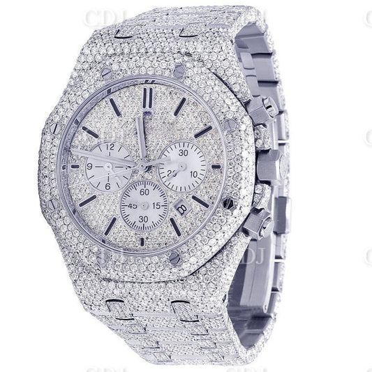 Bust Down Custom Hip Hop Full Iced Out Chrono AP Watch Wholesale Price customdiamjewel