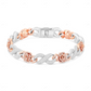 Iced Out Two Tone Sterling Silver Floral Bracelet CustomDiamJewel