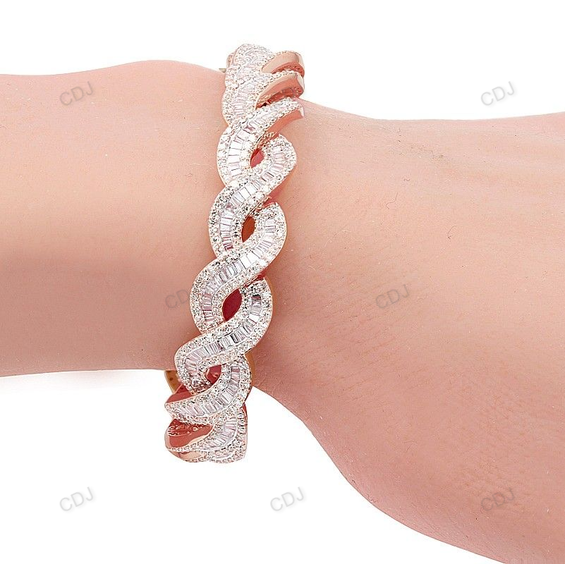 Wave Link Moissanite 925 Sterling Silver Unisex Bracelet hip hop jewelry customdiamjewel