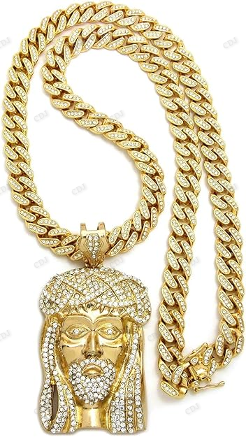 Hip Hop Fully Iced Out Jesus Face Pendant hip hop jewelry CustomDiamJewel