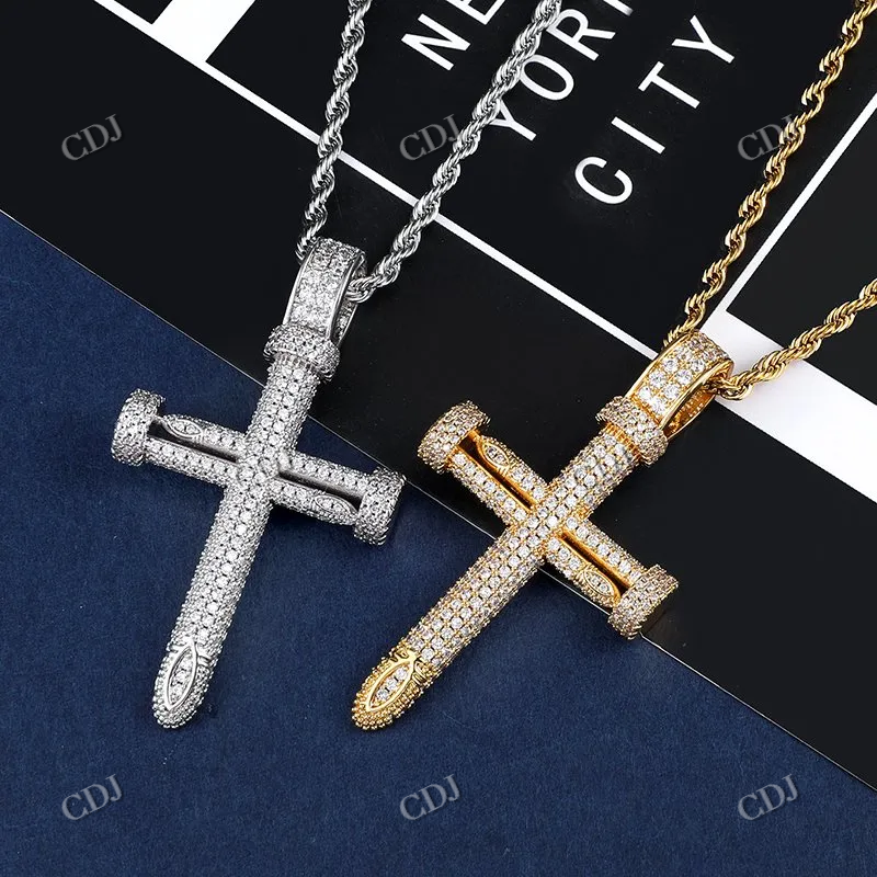 Premium Iced Out Moissanite Cross Pendant For Men hip hop jewelry CustomDiamJewel