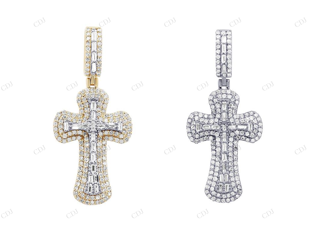 1.5 Inch Lab Grown Diamond 10K Gold Cross Pendant Hip Hop Pendent customdiamjewel