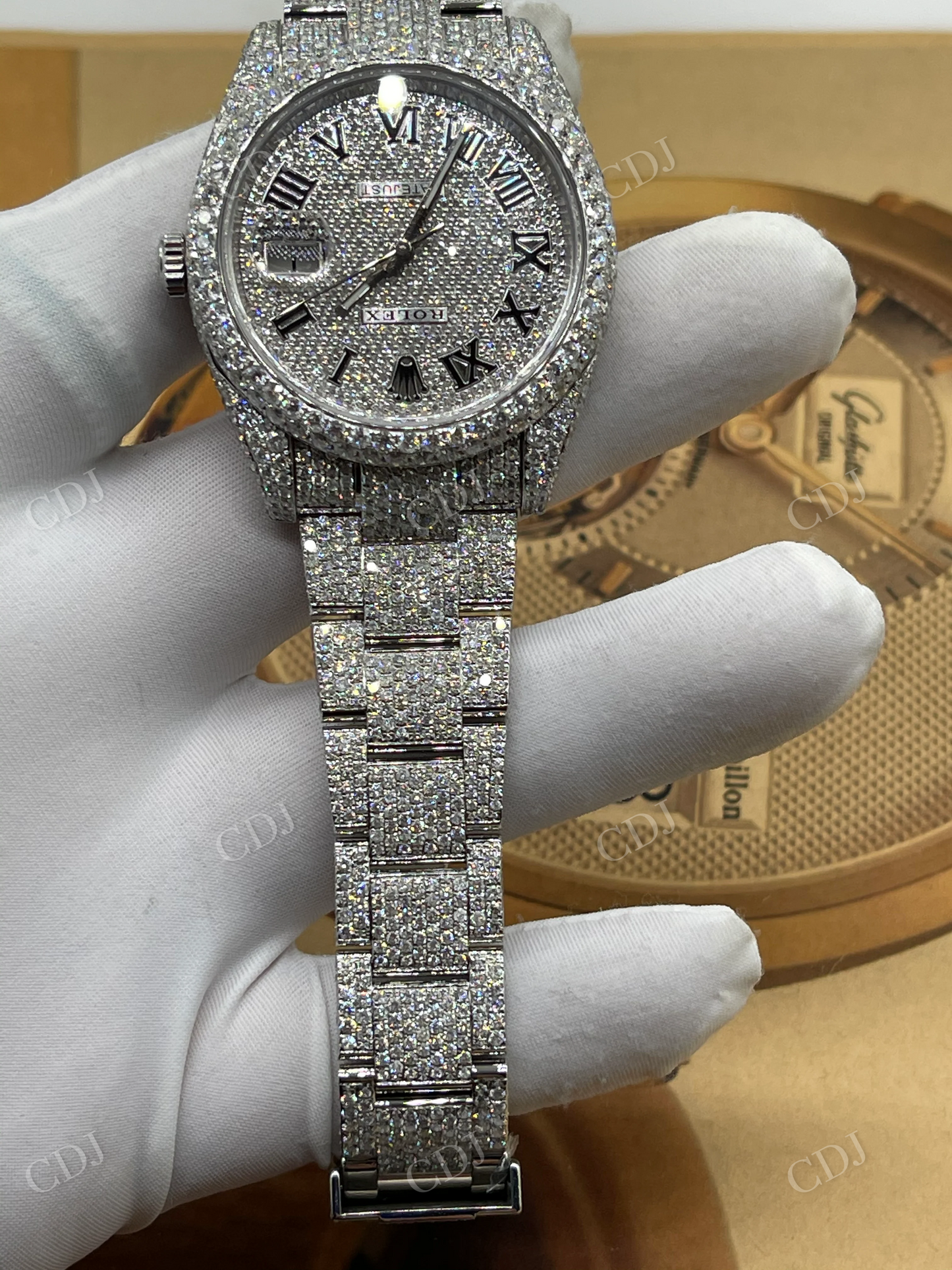 Moissanite Passed Out Diamond Tester Fully Iced Out Watch customdiamjewel
