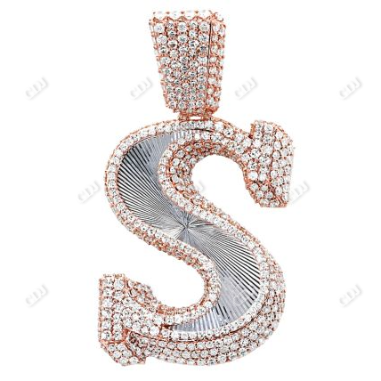 Rose Gold Plated Letter S Iced Out Hip Hop Pendant hip hop jewelry CustomDiamJewel